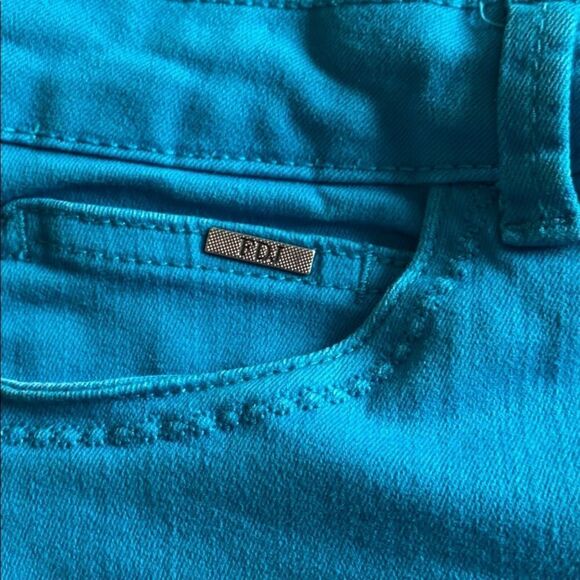 90s  Vintage Teal High Waist Long Jean Bermuda Shorts - Picture 12 of 14